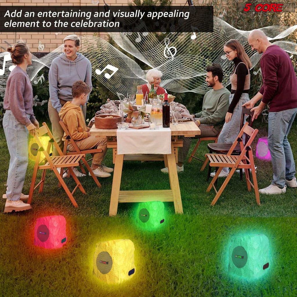 5Core Outdoor Wireless Speakers Bluetooth Rock Waterproof Linkable TWS Garden Speaker BROWN - Puck's