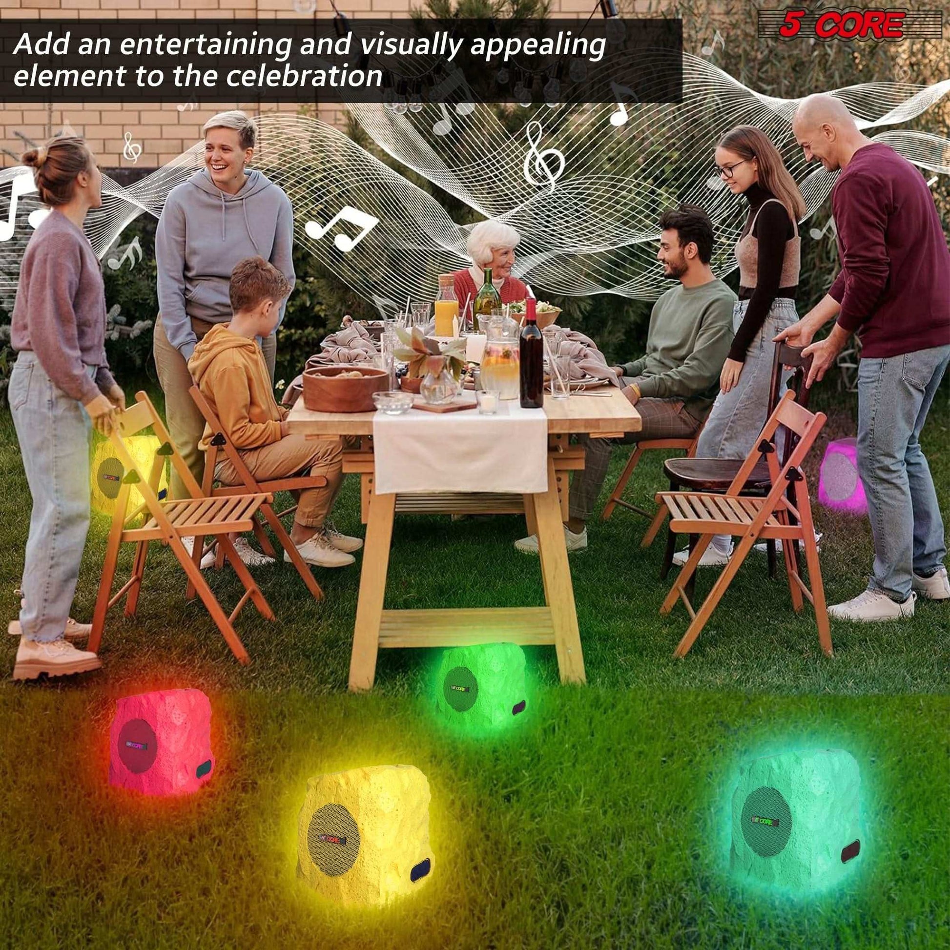 5Core Outdoor Wireless Speakers Bluetooth Rock Waterproof Linkable TWS Garden Speaker BROWN - Puck's