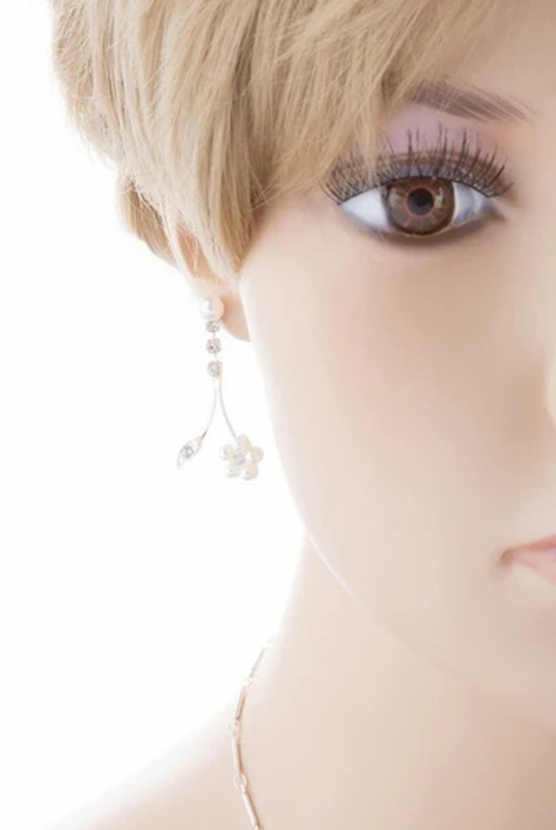 Bridal Wedding Jewelry Set Floral Vine Pearl Rhinestone - Puck's