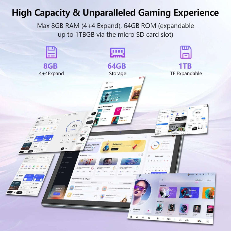 Android 14.0 Tablet 10.1 Inch, Wifi 6 Widevine L1 Tablet,8G RAM 64GB ROM, Octa-Core Processor, 13MP Camera, 2024 Latest - Puck's