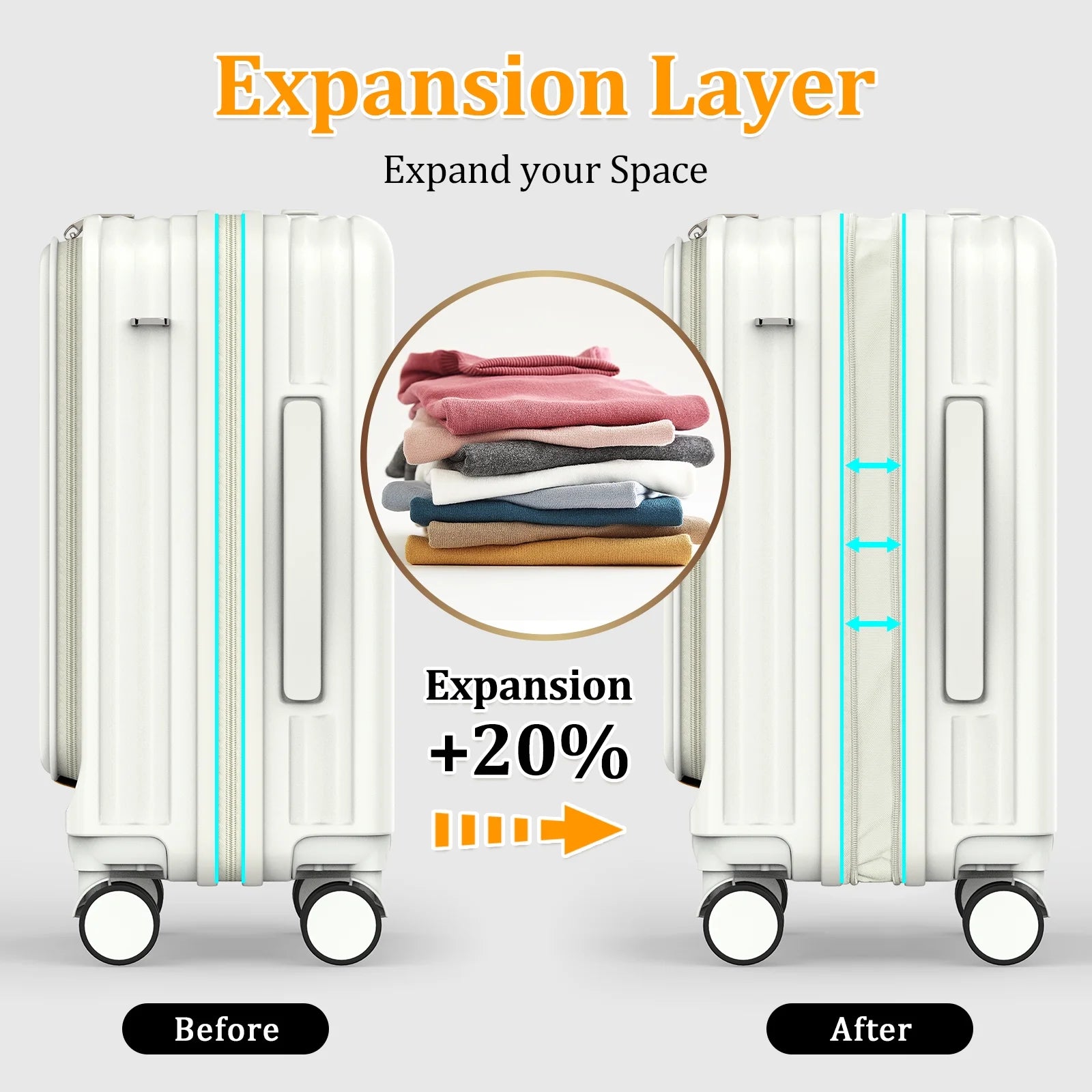 - 4 Luggage Sets PC Hardside Spinner Luggage -（Expandable Suitcase20"24"）28-In Checked Luggage - Puck's