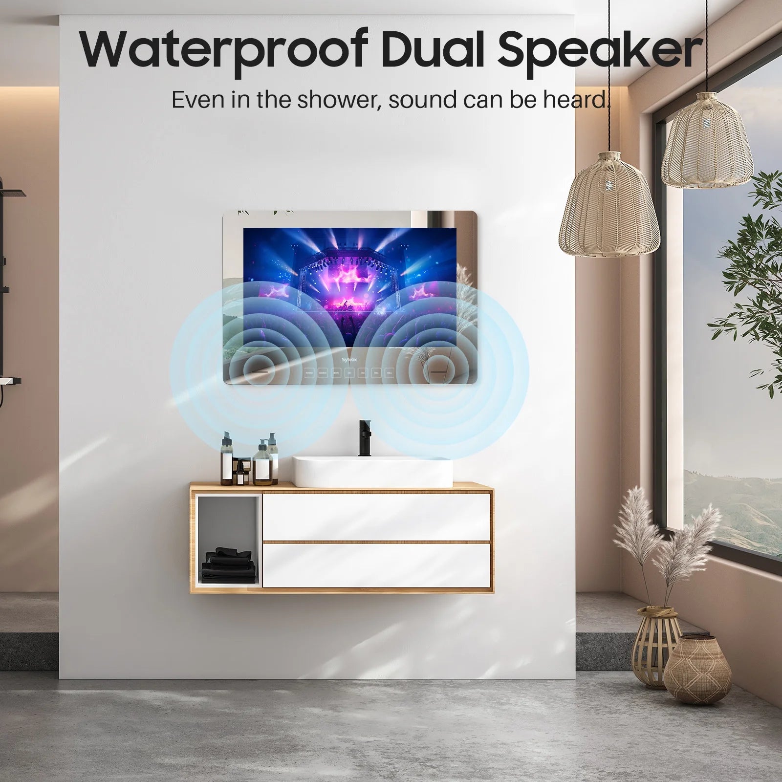 19 Inch Bathroom TV, 1080P Smart Mirror TV Google System NTSC & ATSC Tuner Support Wifi Bluetooth 500 Nits High Brightness, IP66 Waterproof TV for Bathroom Bathtub Hotel Shower Spa (Wall Mount) - Puck's