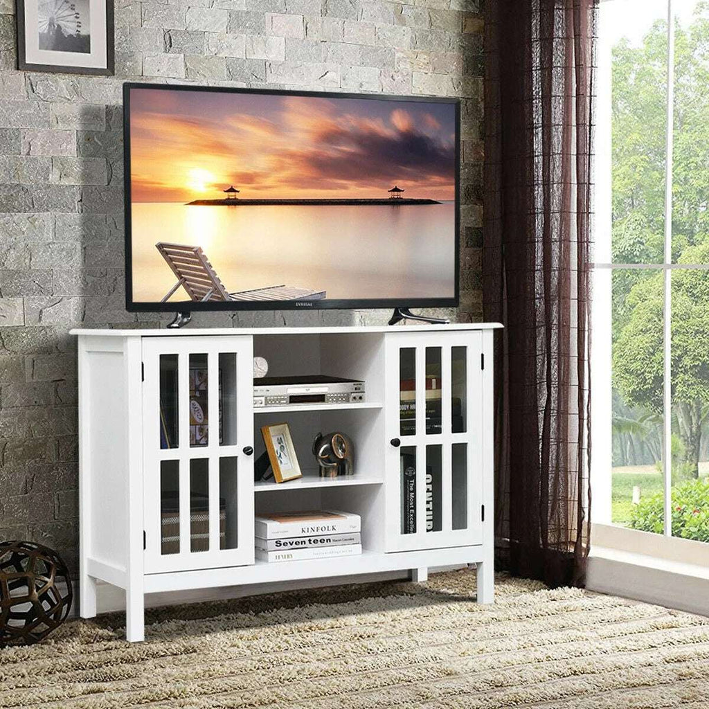 Wood TV Stand Entertainment Media Center Console for TV up to 50'' White - Puck's