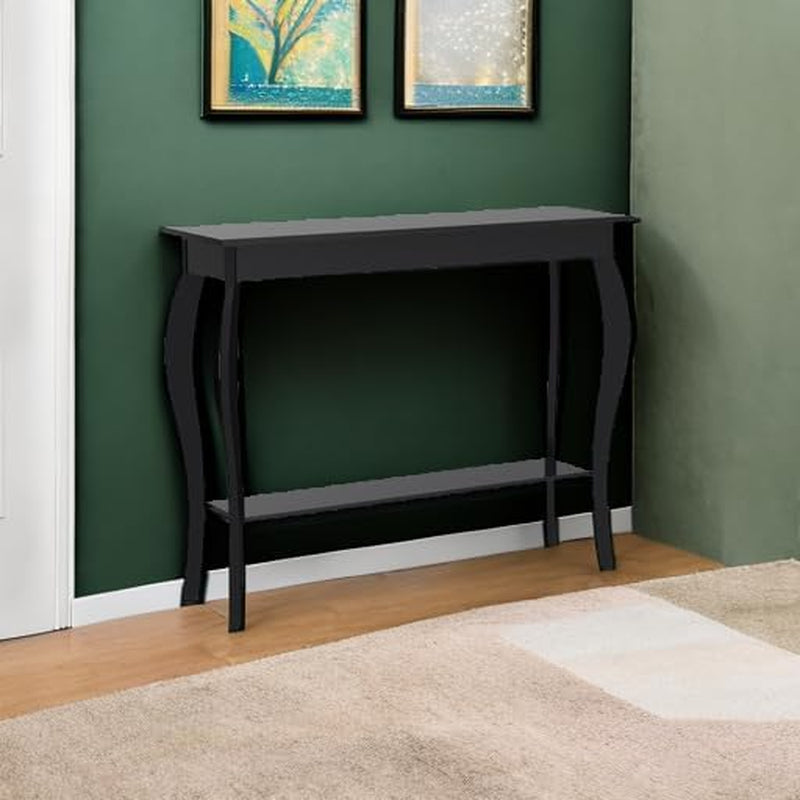 Narrow Console Table, Chic Accent Sofa Table, Entryway Table, Black - Puck's