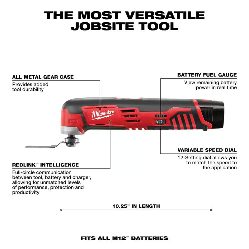 M12 12V Lithium-Ion Cordless Boor-/Impact Bestuurder/Ratel/Hackzall Recip Zaag/Multi-Tool Combo Kit (5-Tool) - Puck's