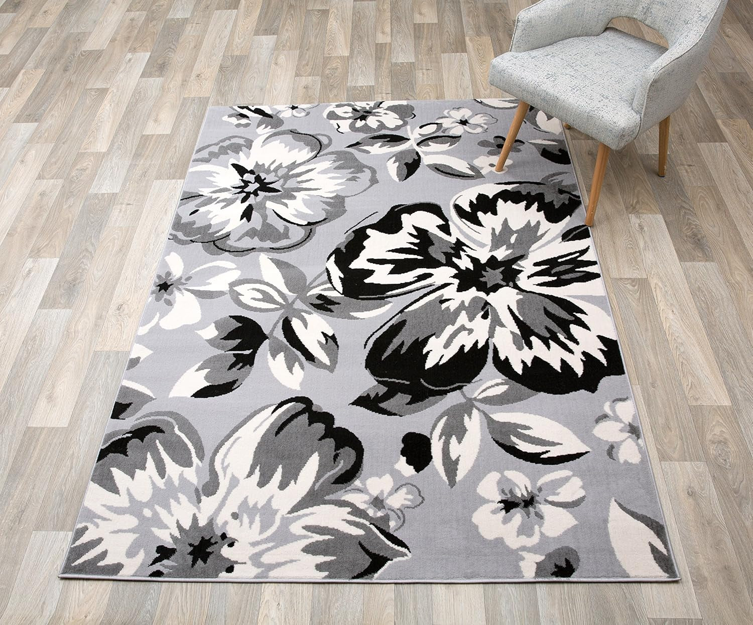 Modern Floral Area Rugs 5' X 7' Gray - Puck's