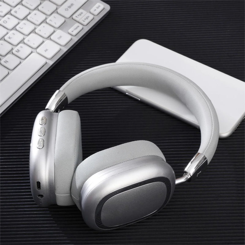 Wireless Headphones Bluetooth,Over Ear Headphones with Microphones for Ios/Android,Silver - Puck's