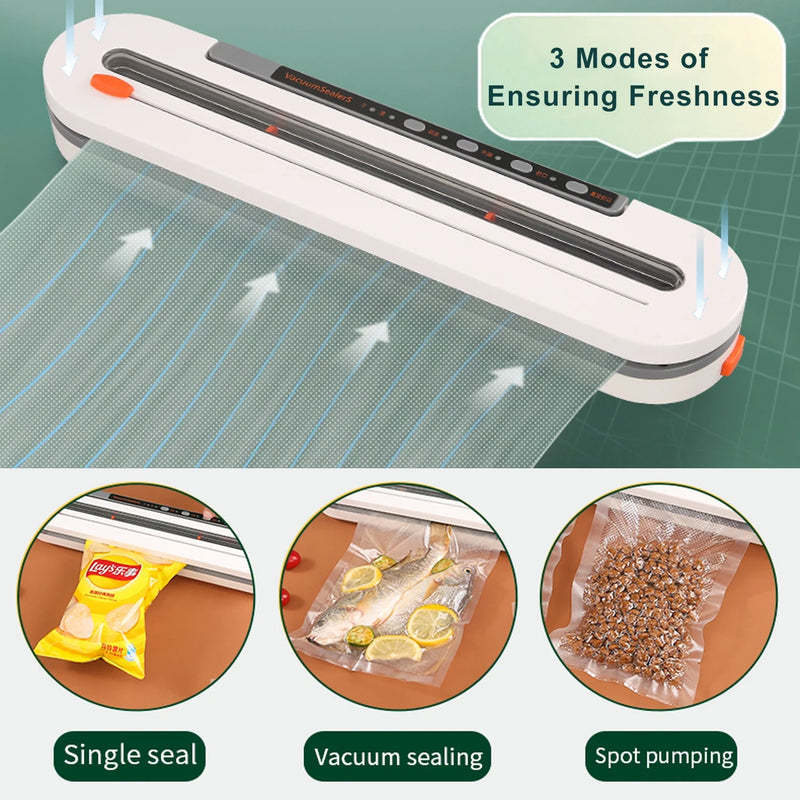 Vacuum Sealer Machines, 120Kpa Food Saver Vacuum Machines with 10Pcs Bags Starter Kit, Automatic Vacuum Sealer for Food Storage, outside Cutter,Moist&Dry Mode - Puck's