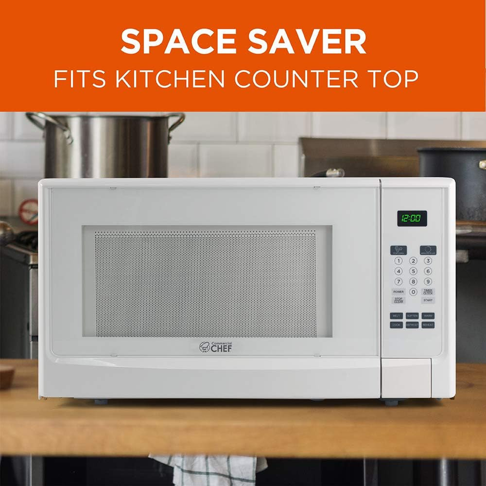 1.4 Cubic Foot Microwave with 10 Power Levels, Small Microwave with Push Button, 1100 Watt Microwave with Digital Control Panels, Countertop Microwave with Timer, White - Puck's