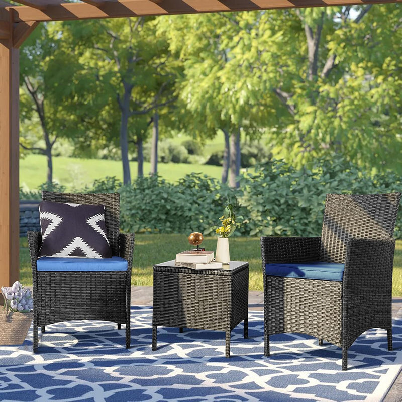 3 Pieces Patio Furniture Sets,Wicker Patio Set,Pe Rattan Patio Furniture,Patio Bistro Sets,Porch Furniture,Outdoor Conversation Sets,Wicker Patio Chairs,Balcony Furniture Set - Puck's