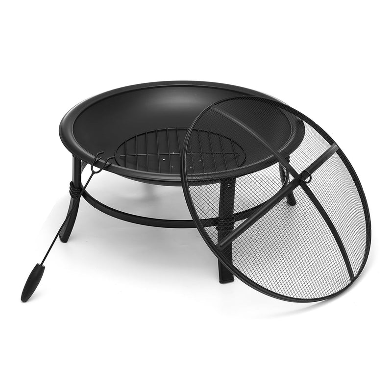 26 Inch Fire Pit for Outdoor round Wood Burning Fire Pit Bowl for Camping Picnic Bonfire Patio outside Backyard Garden Small Bonfire Pit Steel Firepit Bowl with Mesh Screen and Fire Poker - Puck's