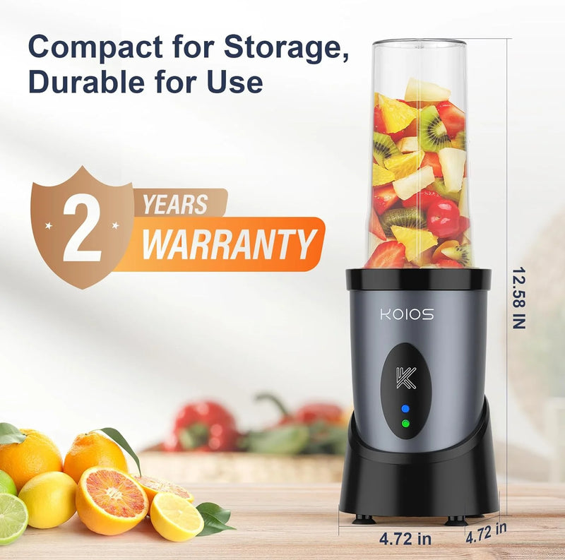 Personal Blender with 2 X 22Oz Travel Bottle and Lid, Portable Smoothie Blender and Coffee Grinder in One, 900W Small Blender Mixer with 6-Leaf Blade for Shakes and Smoothies, BPA Free(Black) - Puck's