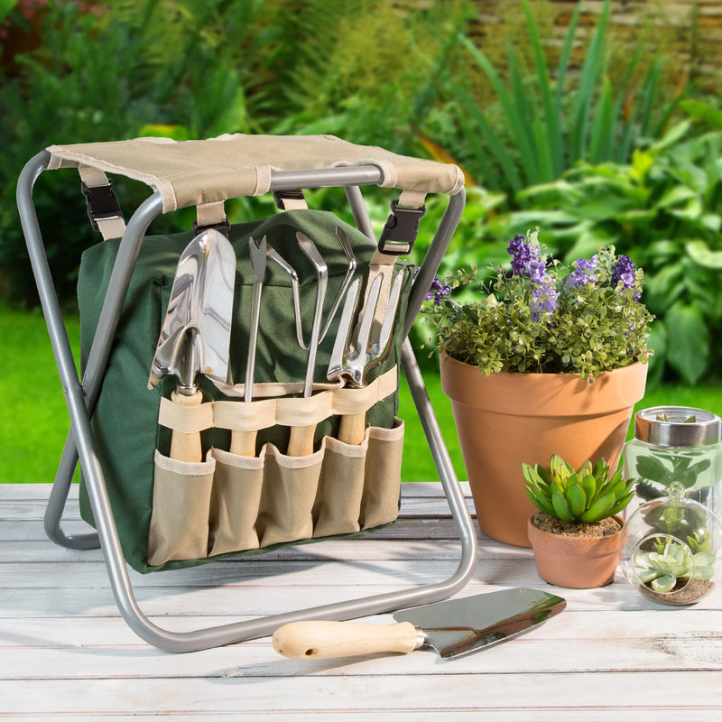 All-In-One Garden Tool Set, Stool, and Carry Bag - Puck's