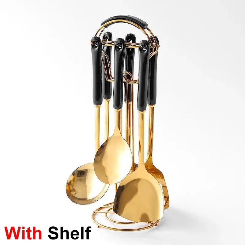 7-Piece Stainless Steel And Ceramic Handle Kitchenware Set - Puck's