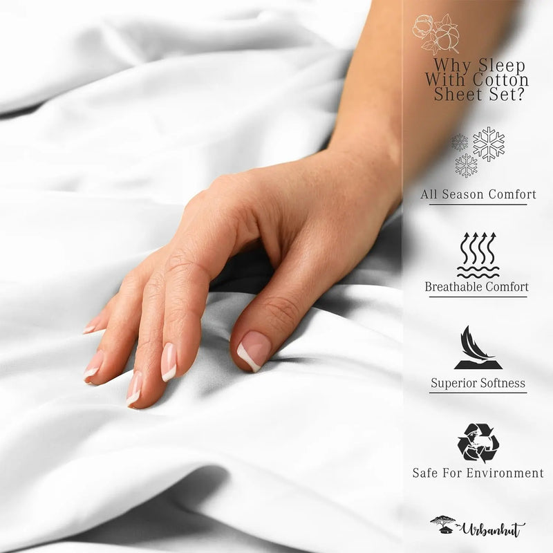 700 Thread Count Egyptian Cotton Sheets Full Size, 4Pc Sheet Set Soft Luxury Bed Sheets for Full Size Bed, Sateen Weave Hotel Sheets, 16'' Elasticized Deep Pocket - White - Puck's