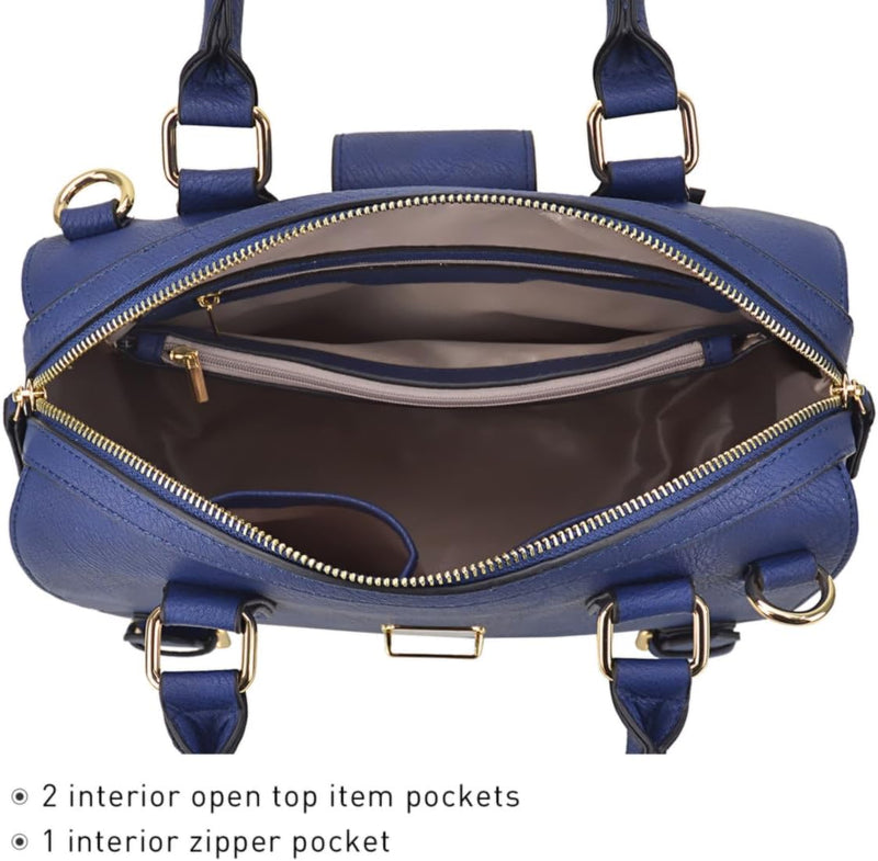 Women Barrel Handbags Fashion Satchel Bags Top Handle Shoulder Purses Vegan Leather Work Tote - Puck's