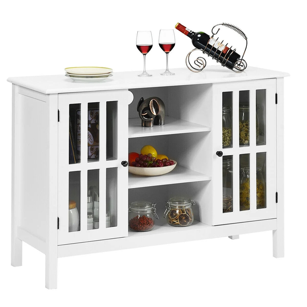 Wood TV Stand Entertainment Media Center Console for TV up to 50'' White - Puck's