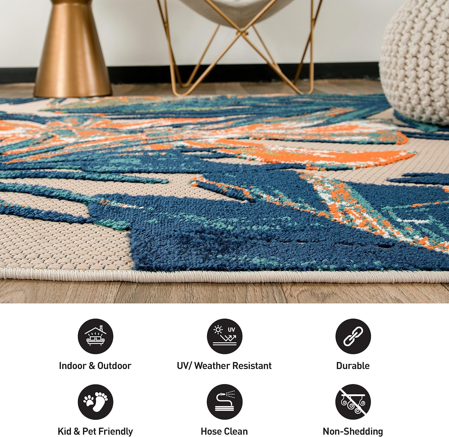 Tropical Floral Leaves Indoor/Outdoor Area Rug 7'10" X 10' Multi - Puck's
