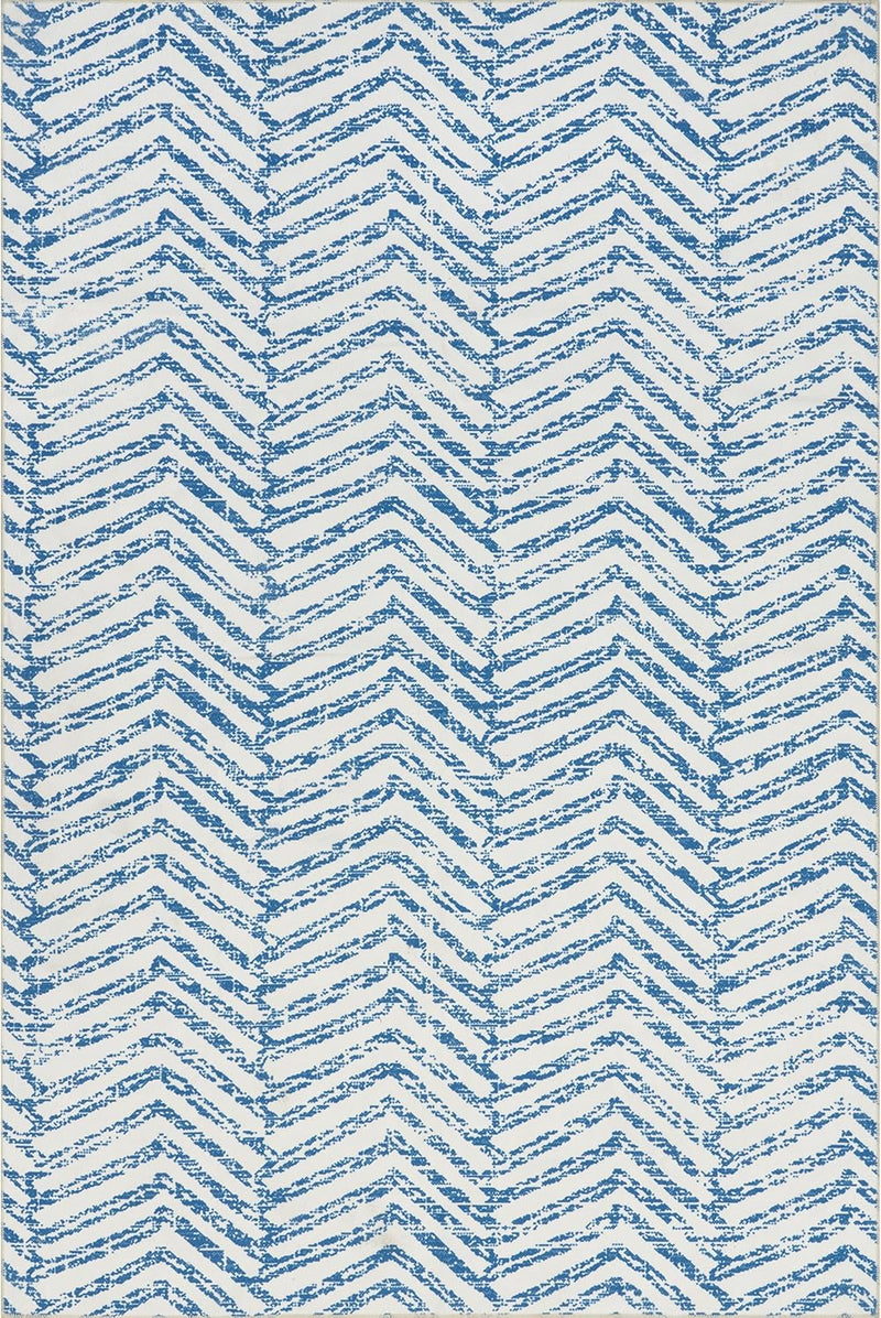 Machine Washable Geometric Area Rug, 5' X 8', Rosanne Blue - Puck's