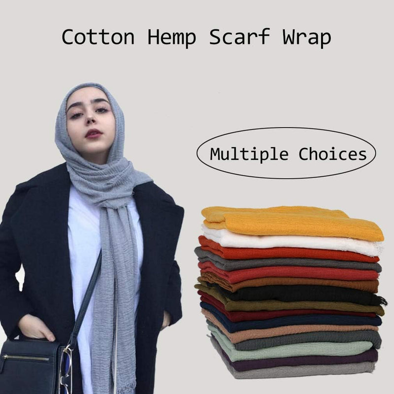 Soft Cotton Hemp Scarf Wrap Long Hijab Scarves for Women - Puck's