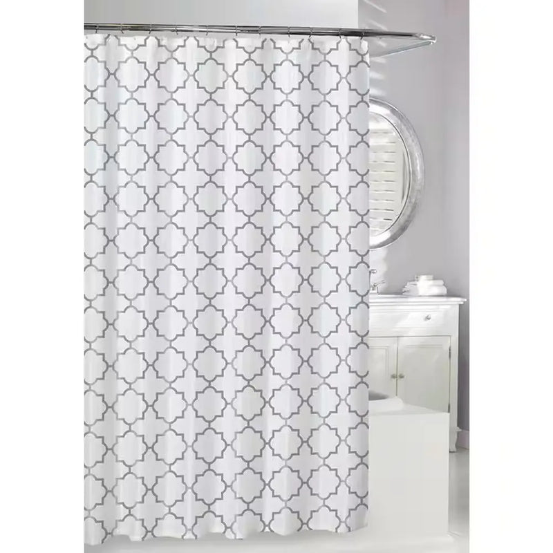 71 In. W X 71 In. White/Grey Windsor Peva Shower Curtain - Puck's