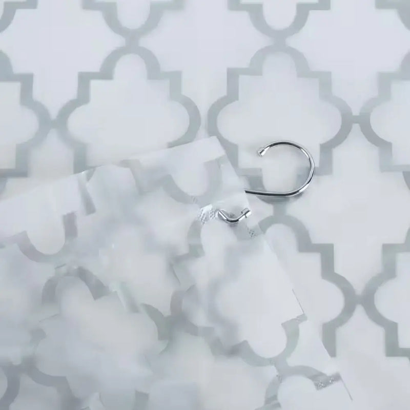 71 In. W X 71 In. White/Grey Windsor Peva Shower Curtain - Puck's