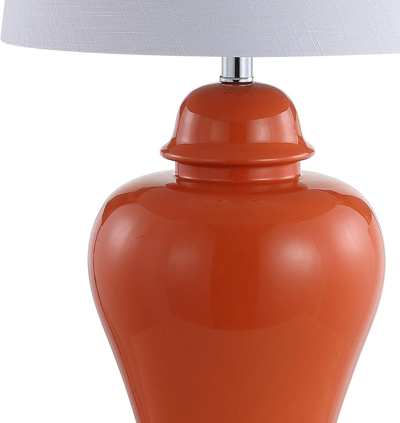 JYL4020B-SET2 Set of 2 Table Lamps Winnie 27" Ceramic Urn LED Table Lamp Contemporary Bedside Desk Nightstand Lamp for Bedroom Living Room Office College Bookcase, Orange - Puck's