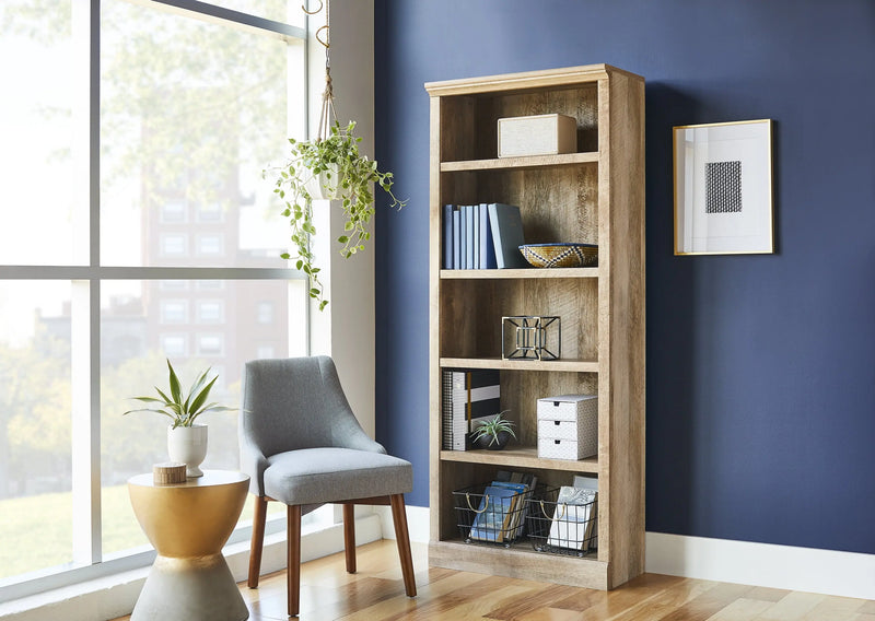71" Crossmill 5 Shelf Bookcase with Doors, Weathered Wood Finish - Puck's