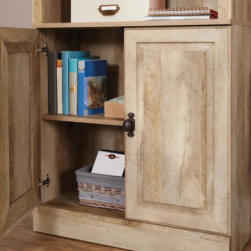 71" Crossmill 5 Shelf Bookcase with Doors, Weathered Wood Finish - Puck's