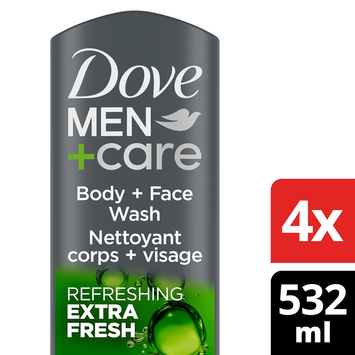 Dove Men+Care Body Wash Extra Fresh 4 Count for Men'S Skin Care Body Wash Effectively Washes Away Bacteria While Nourishing Your Skin 18 Oz - Puck's