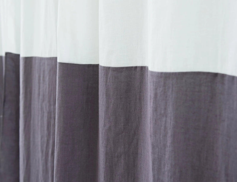 White and Natural Light Linen Curtains with tabs, Two Tones 290 cm/ 114 inches - Puck's