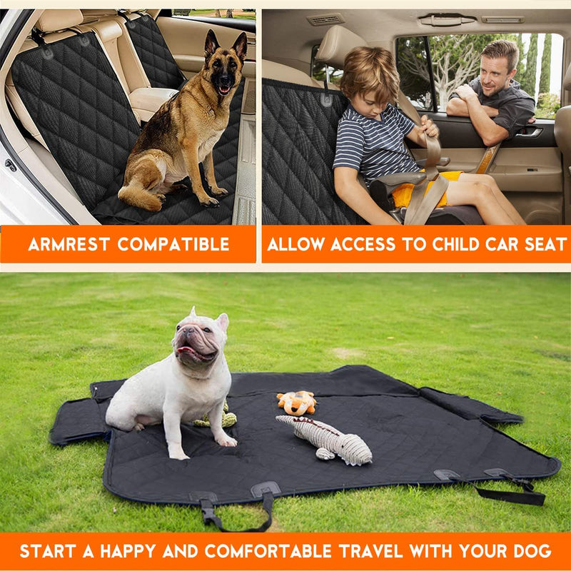 Dog Car Seat Cover, Back Seat Cover for Dogs Pet Car Seat Protector Waterproof Bench Car Seat Cover, Non-Slip Reat Seat Cover Fits Middle Armrest for Most Cars Trucks Suvs - Black - Puck's