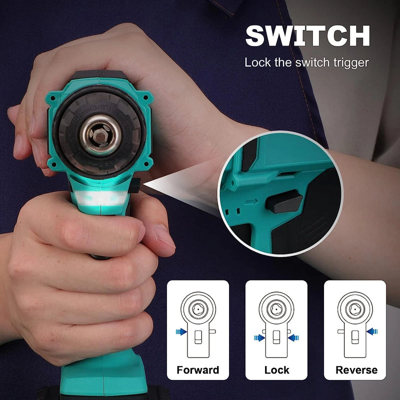 20V Cordless Drill, Electric Power Drill Set with 1 Battery & Charger, 3/8" Keyless Chuck, 2 Variable Speed & LED Light, 266 In-Lb Torque, 25+1 Position and 34Pcs Drill/Driver Bits(Green) - Puck's
