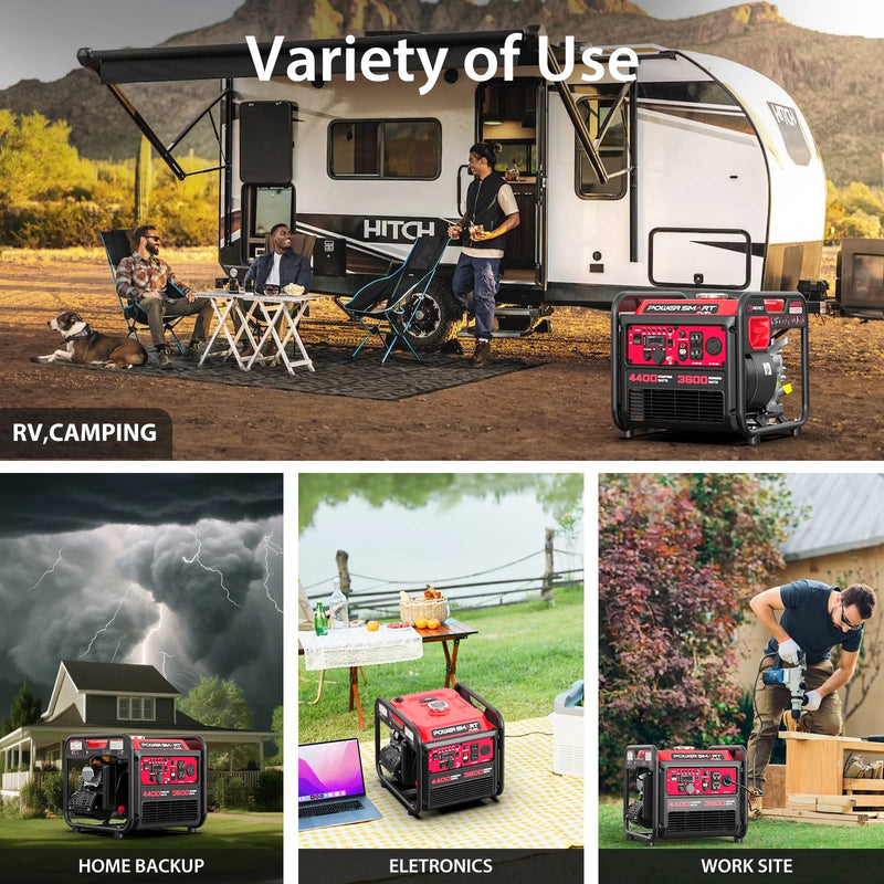 4400W Inverter Generator Gas Fuel Powered , CO Detect, Home Backup/Outdoor Use 62Lbs EPA - Puck's