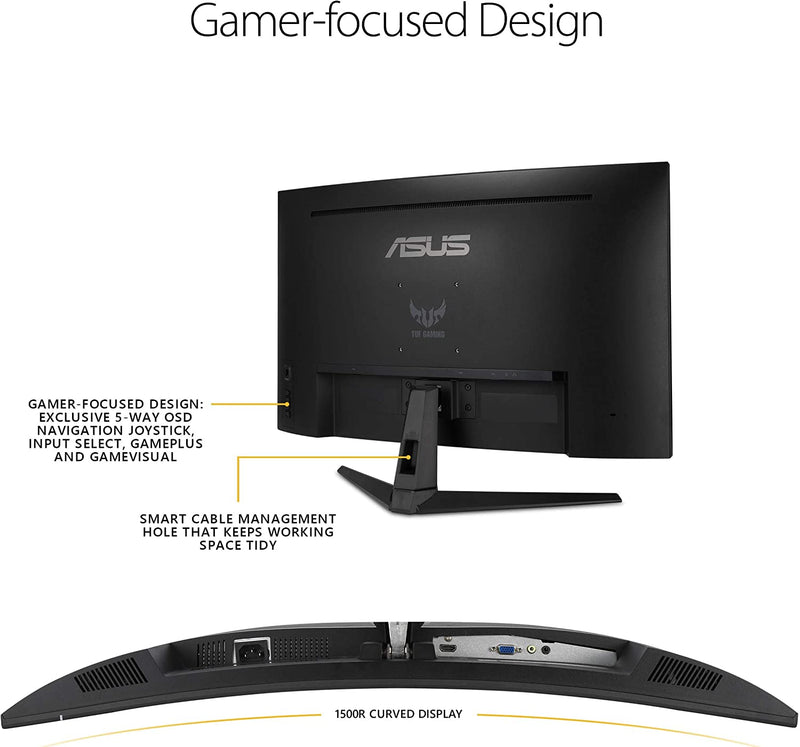 TUF Gaming VG328H1B 32” Curved Monitor, 1080P Full HD, 165Hz (Supports 144Hz), Extreme Low Motion Blur, Adaptive-Sync, Freesync Premium, 1Ms, Eye Care, HDMI D-Sub - Puck's