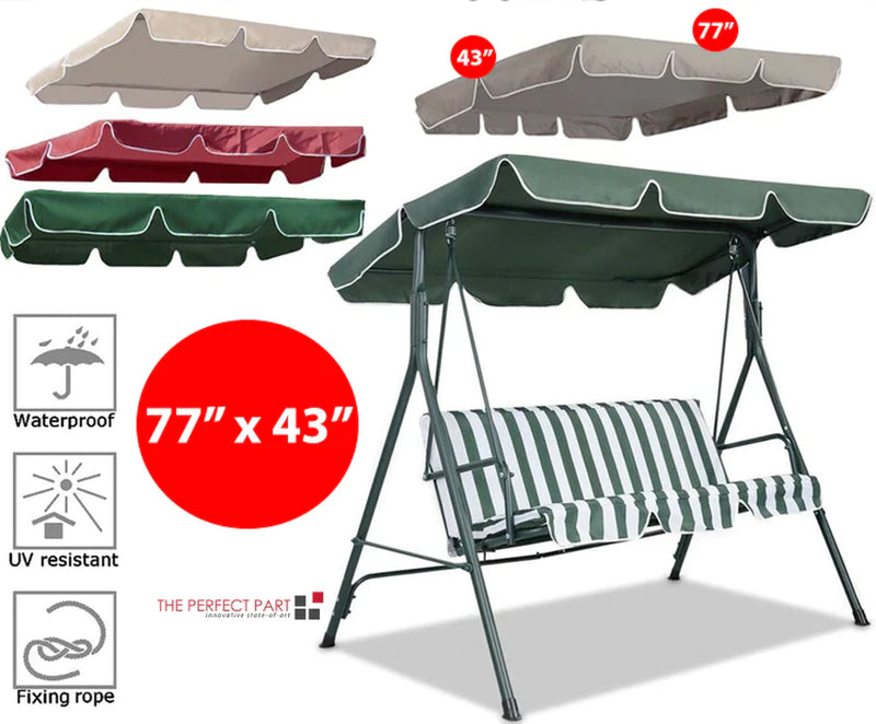 77"X43" Patio Outdoor Garden Swing 300D Canopy Replacement Porch Top Cover Seat - Puck's