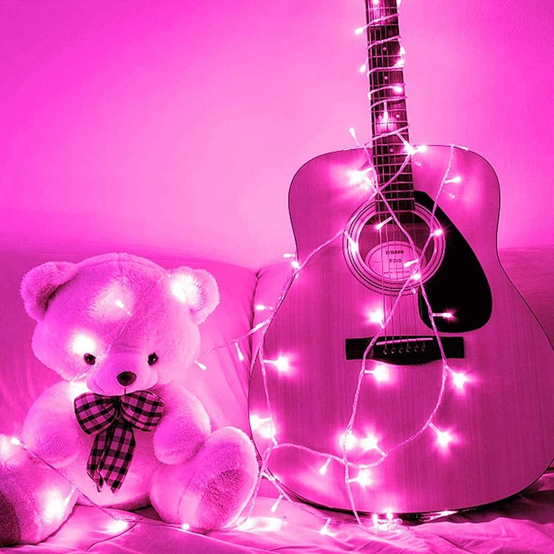 Fairy Lights Outdoor String Lights 33Ft 100 LED with Memory Modes Controller, Extendable Christmas Lights Decorations for Wedding, Christmas, Party, Patio, Indoor Outdoor (Pink) - Puck's
