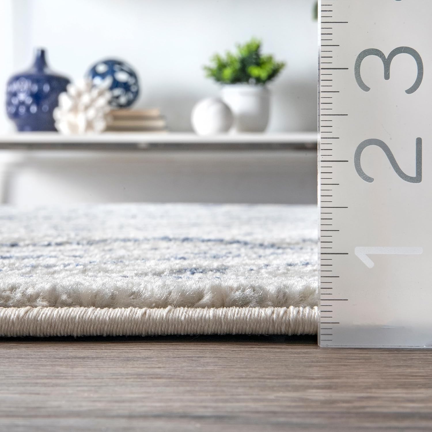 Contemporary Striped Blanca Area Rug, 5X8, Blue - Puck's