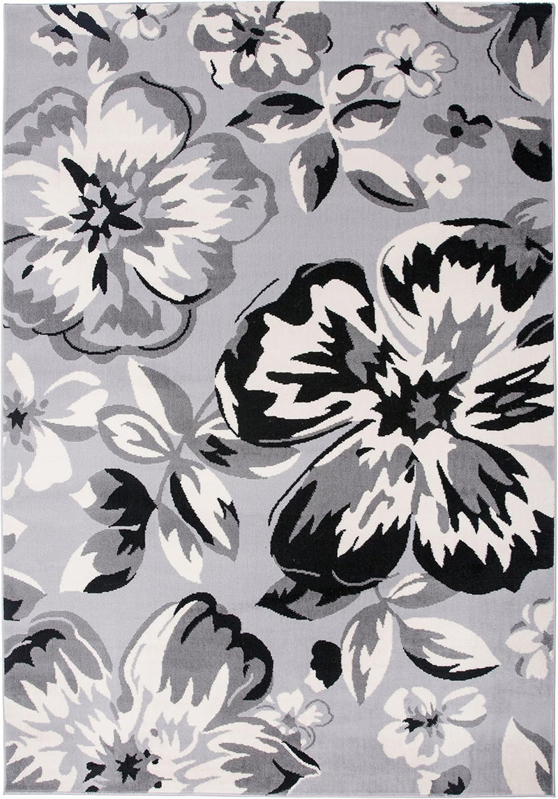 Modern Floral Area Rugs 5' X 7' Gray - Puck's