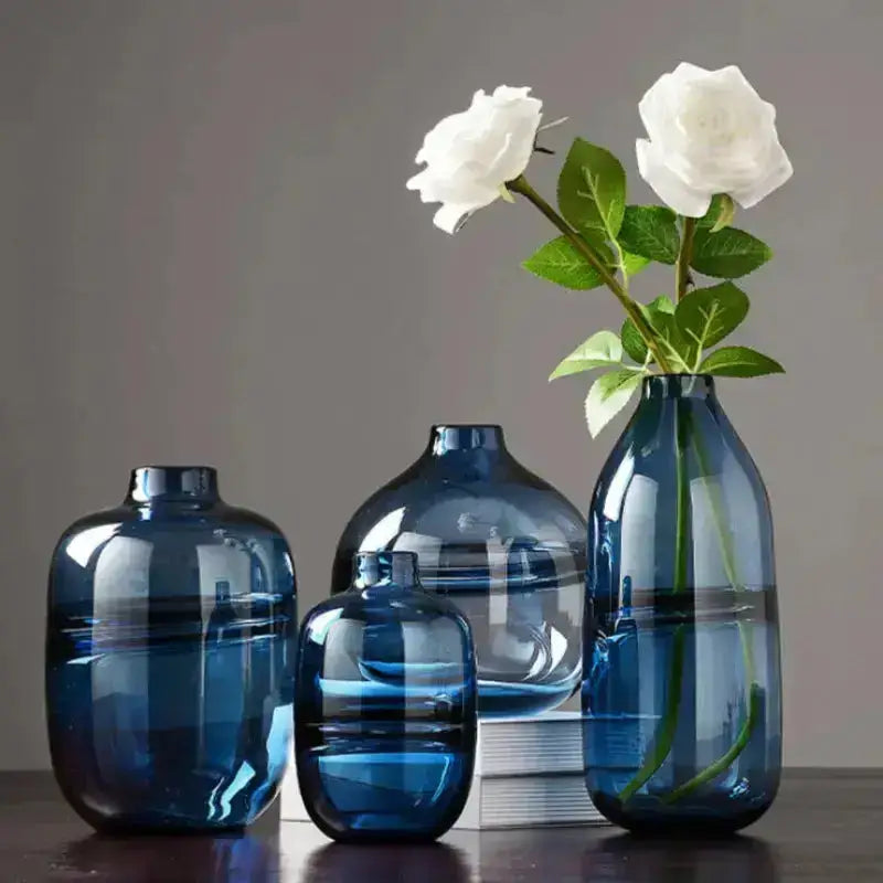 Blue Transparent  Glass Vase - Puck's