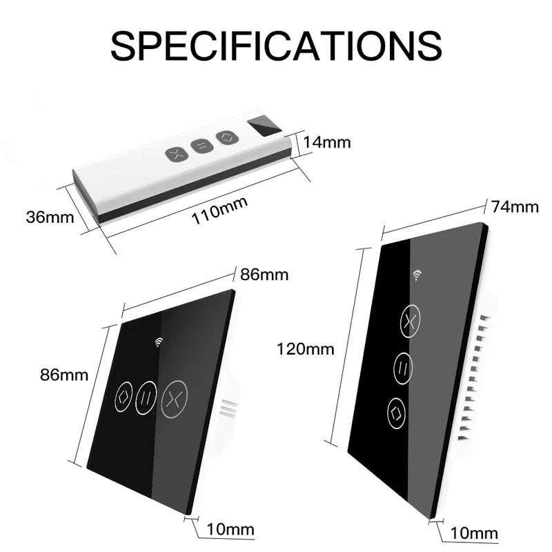 Wifi RF433 Smart Touch Curtain Roller Blinds Motor Switch Tuya Smart Life App Remote Control Work with Alexa Google Home US - Puck's