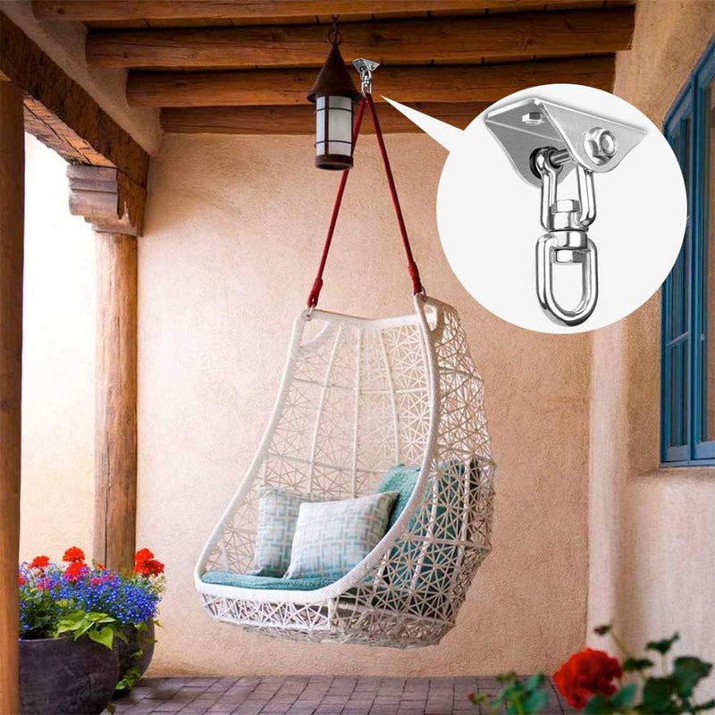Hammock Chair Hanging Kit for Bedroom, Outdoor Patio Porch Swing Hardware, Heavy Duty Punching Bag Swivel Hanger, Ceiling Mount Hook for Aeorial Yoga Trapeze, Boxing, Tire Rope Swinging - Puck's