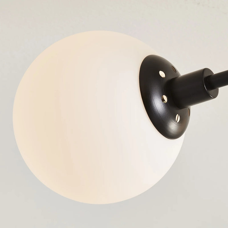 26" Architectural 5-Globe Ceiling Light, Black Finish Frosted Glass Shades - Puck's