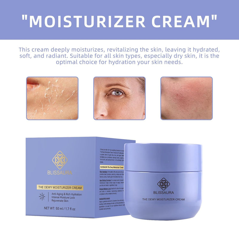 The Dewy Moisturizer Cream Anti-Aging Face Moisturizer Dewy Skin Cream for Women with Purple Rice & Hyaluronic Acid for Radiant, Hydrated Skin 50Ml/1.7 Fl Oz - Puck's