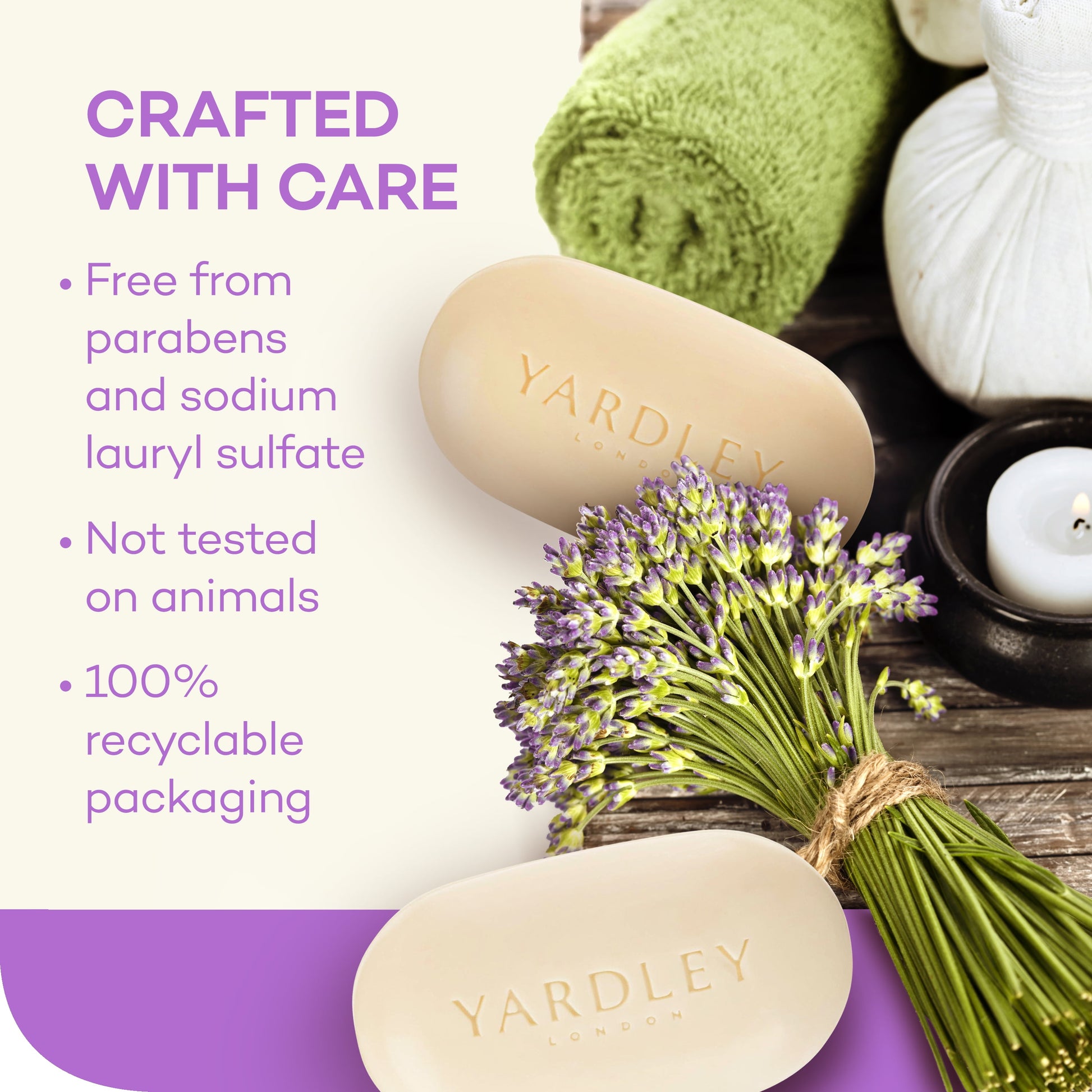 (Pack of 3)  English Lavender Nourishing Bath Bar, 4.0 Oz Bar - Puck's