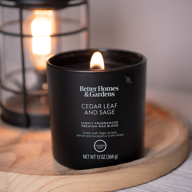 13Oz Cedar Leaf and Sage Scented Wooden Wick Jar Candle - Puck's
