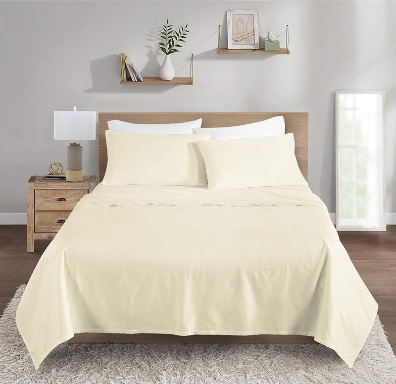 Viscose Sheet Set - Full Size, 100% Rayon Made from Bamboo,4 Piece Set with Deep Pockets up to 18 Inches - Luxuriously Soft, Cooling, and Silky Sateen Weave - Ivory (Full) - Puck's