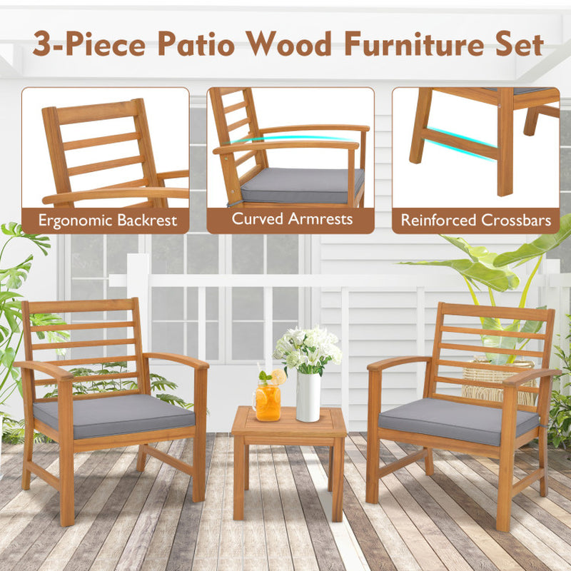 3 Pieces Outdoor Furniture Set with Soft Seat Cushions - Puck's