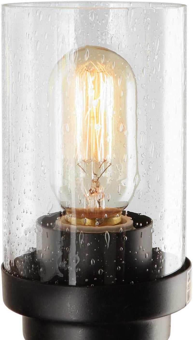 Rustic Style Bathroom Lighting Metal Wall Sconce with Seeded Glass Shade, Industrial Wall Light Log Cabin Home Retro Edison Sconce Lighting Fixtures 2-Lights, Black (W0062) - Puck's