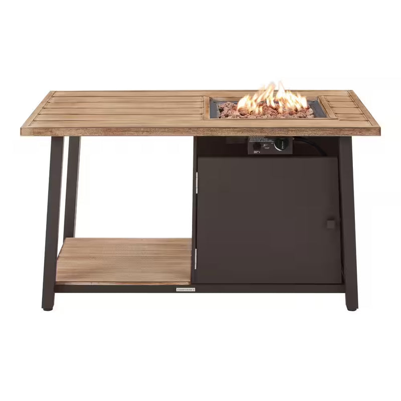 Fordham 46 In. B 45000 Btu Bruin Staal Propaan Openlucht Brandkuil Tafel met Lavastenen - Puck's